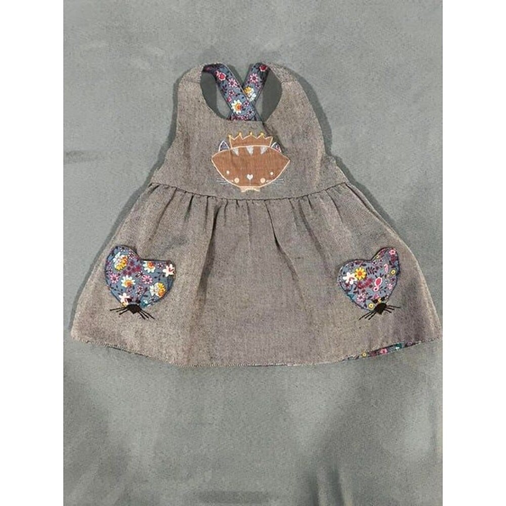 Lilly + Sid Baby Girl Reversible Pinnie Jumper Dress | Cat Crown Princess Floral